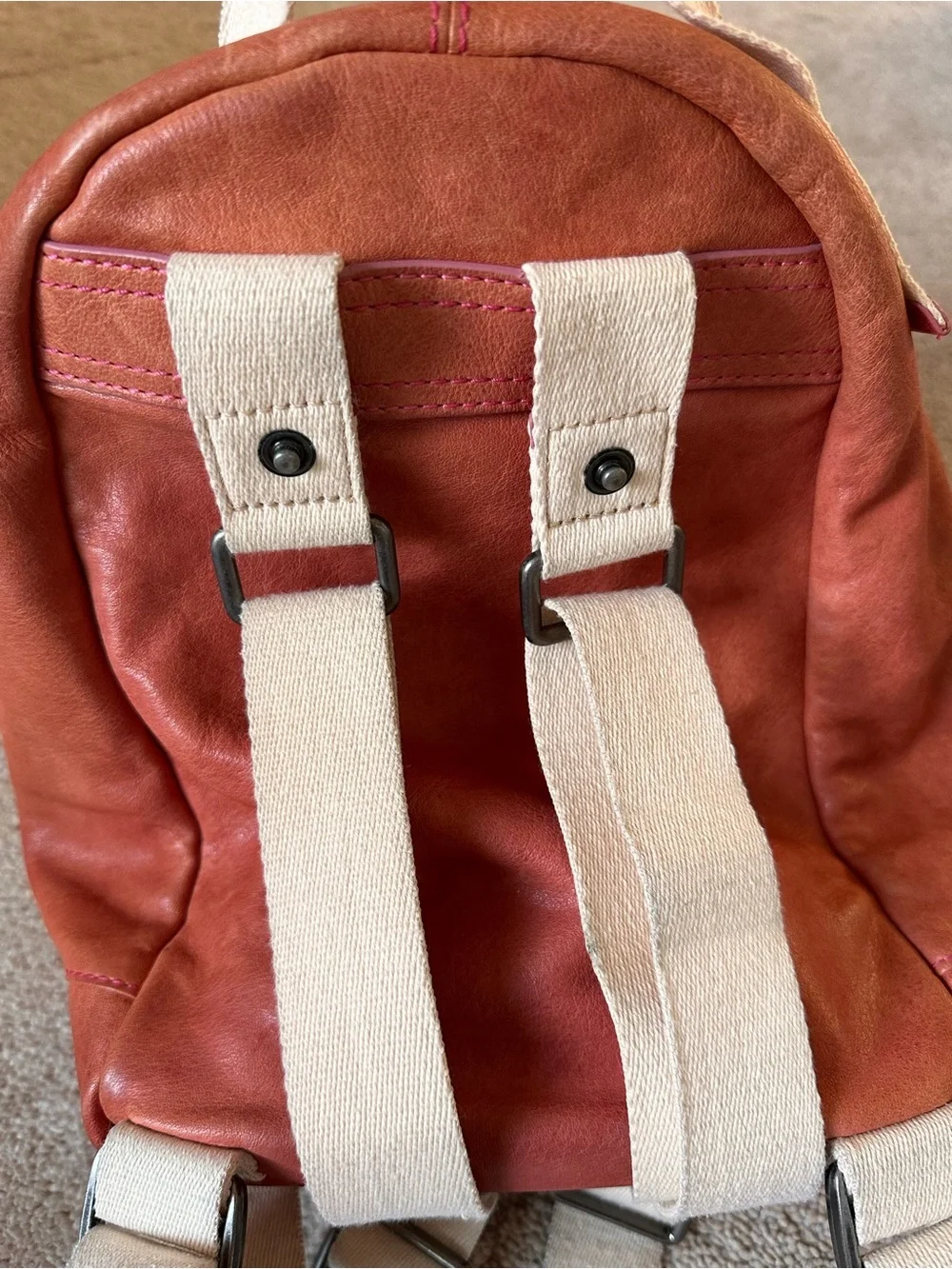Women's Small Pink Leather Backpack